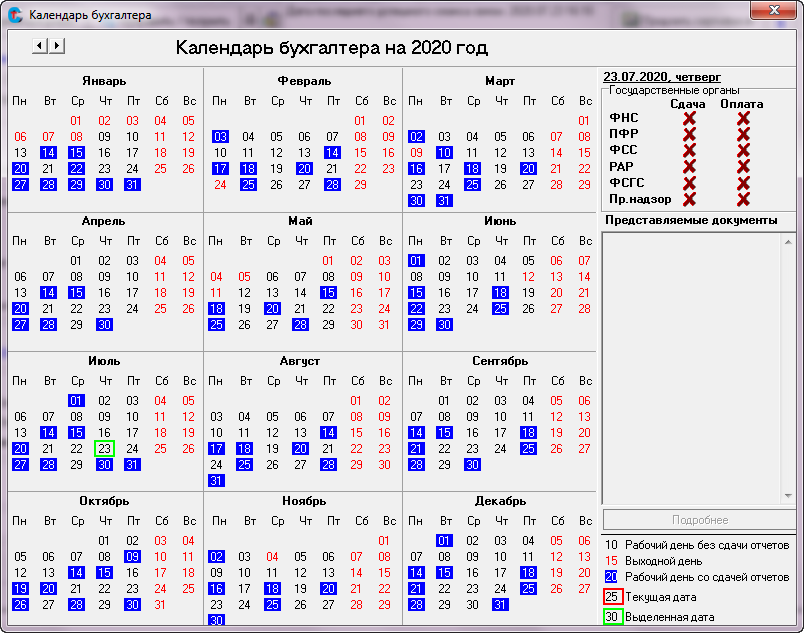 Календарь бухгалтера сдача отчетности